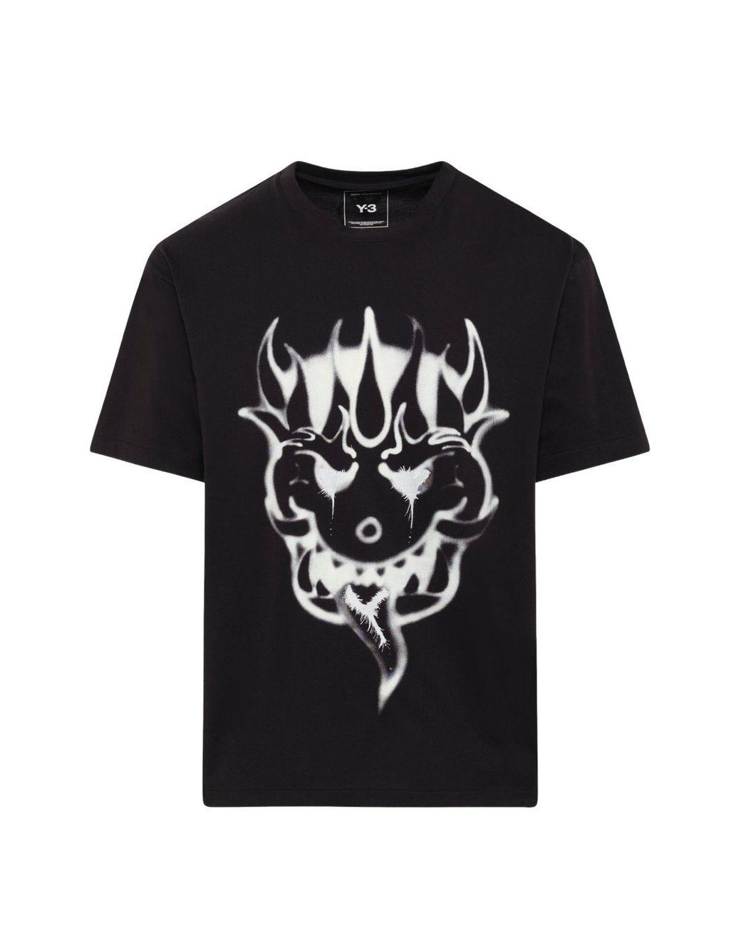 Y-3 Black Printed Cotton T Shirt