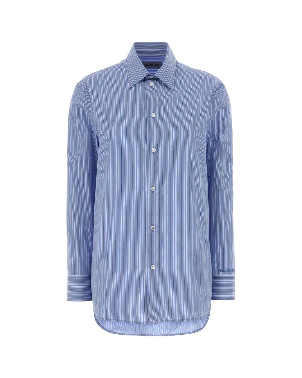 Balenciaga Blue Embroidered Poplin Shirt