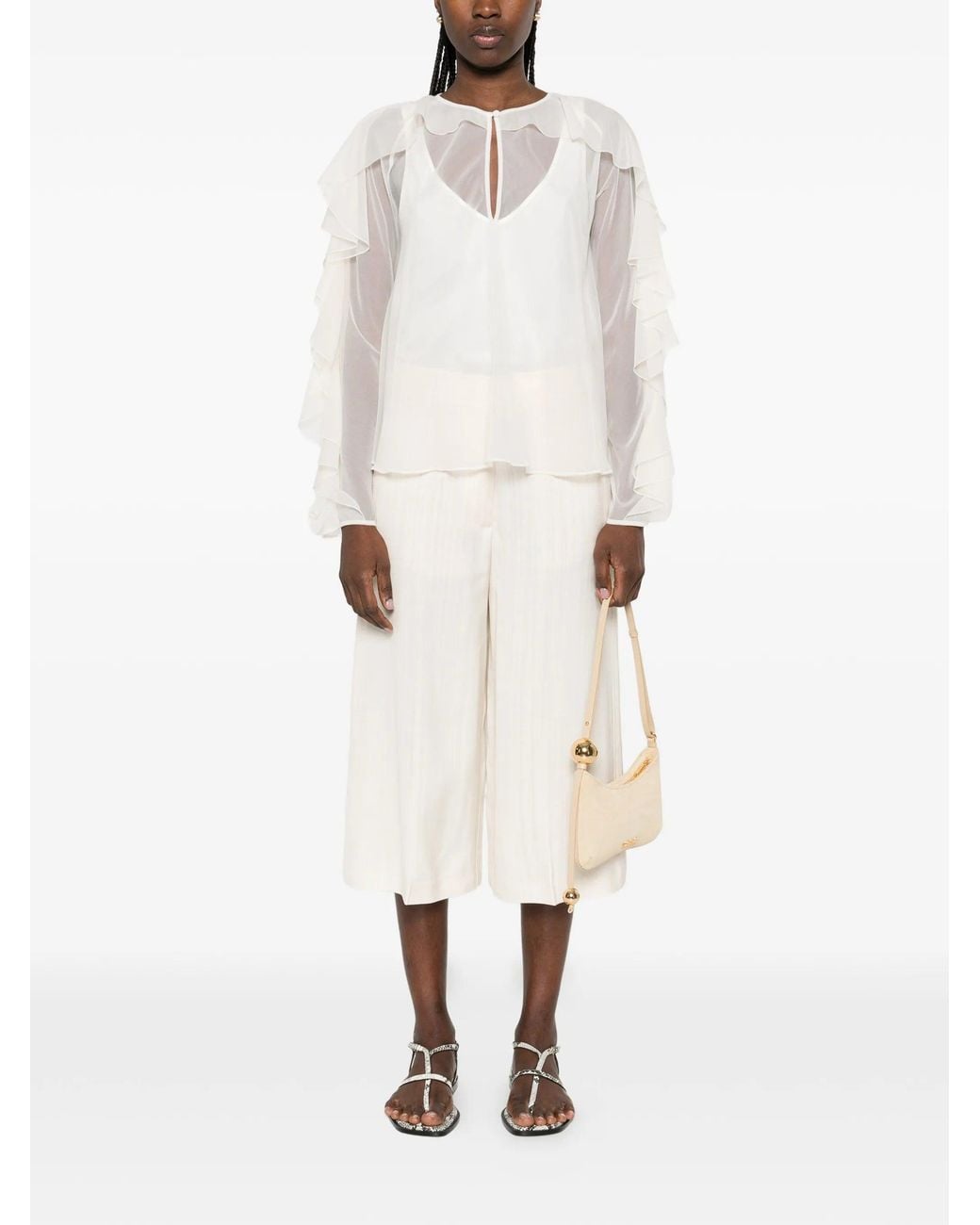 Forte_forte White Camicia Volants Contemporary Chiffon
