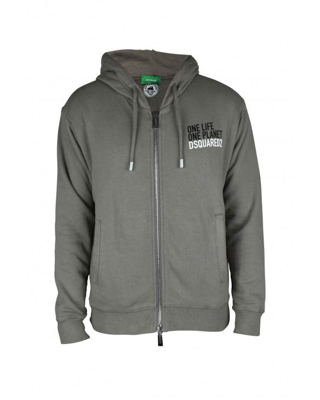 DSquared² Gray Cotton Hooded Sweatshirt With Inspirational Inscription