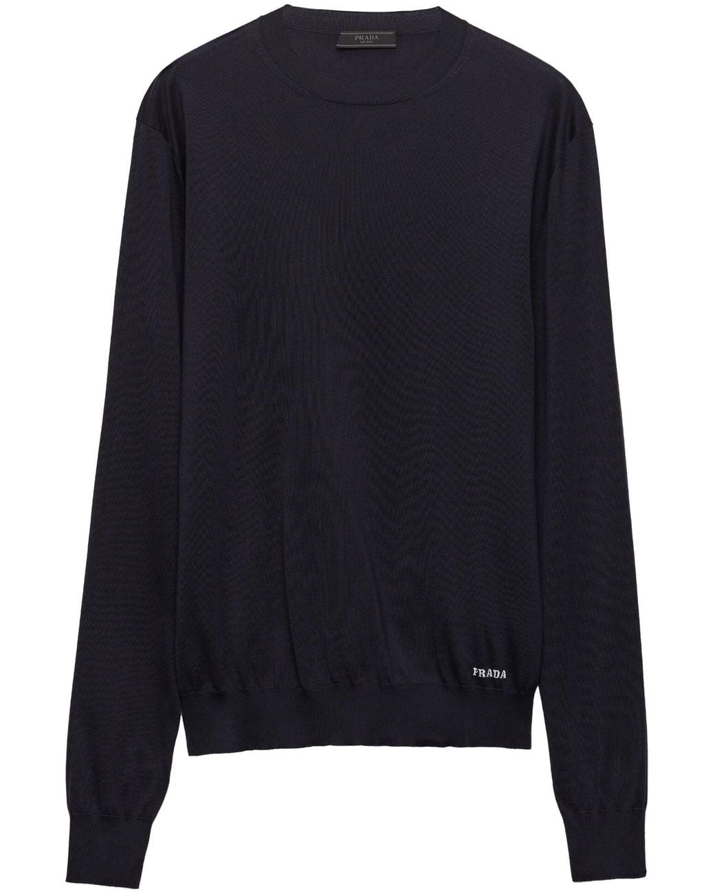 Prada Blue Crew-Neck Silk Jumper for men