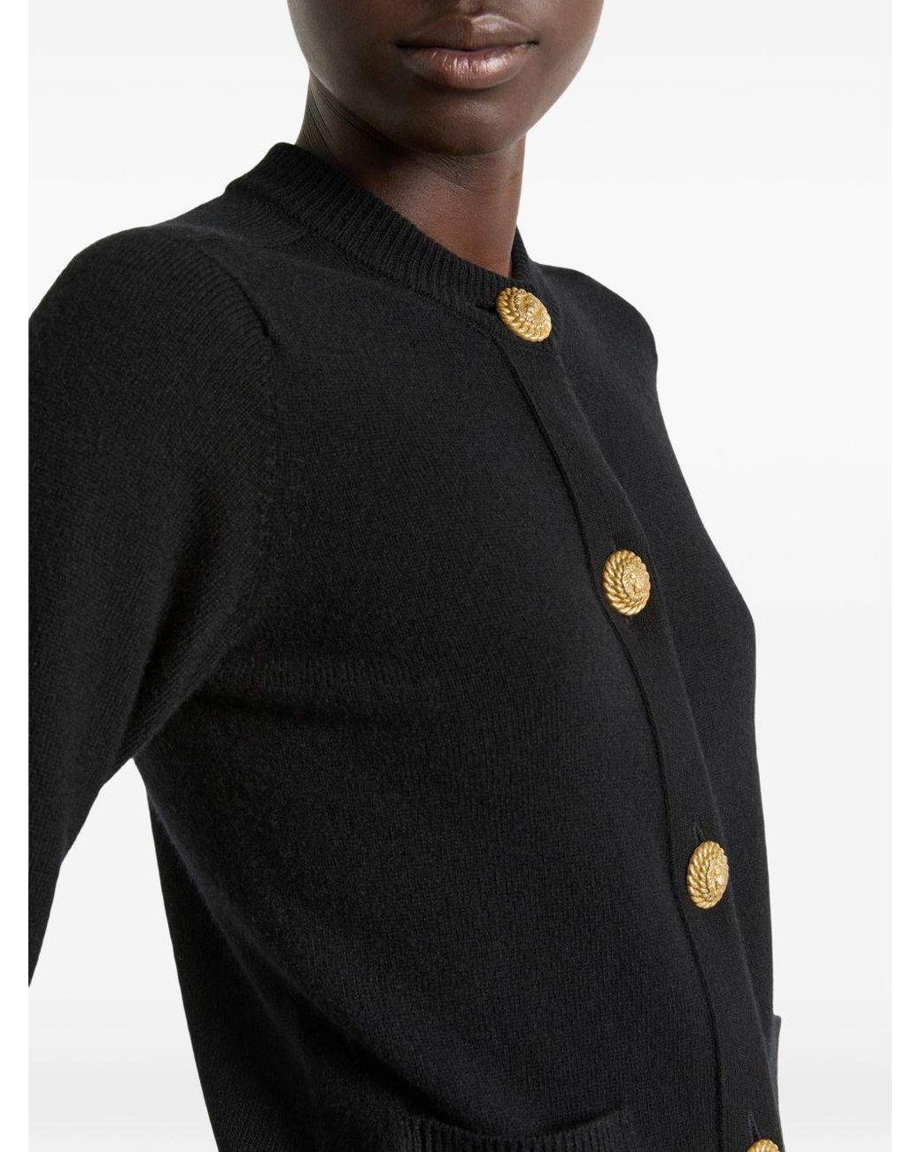 Balmain Black Cashmere Cardigan