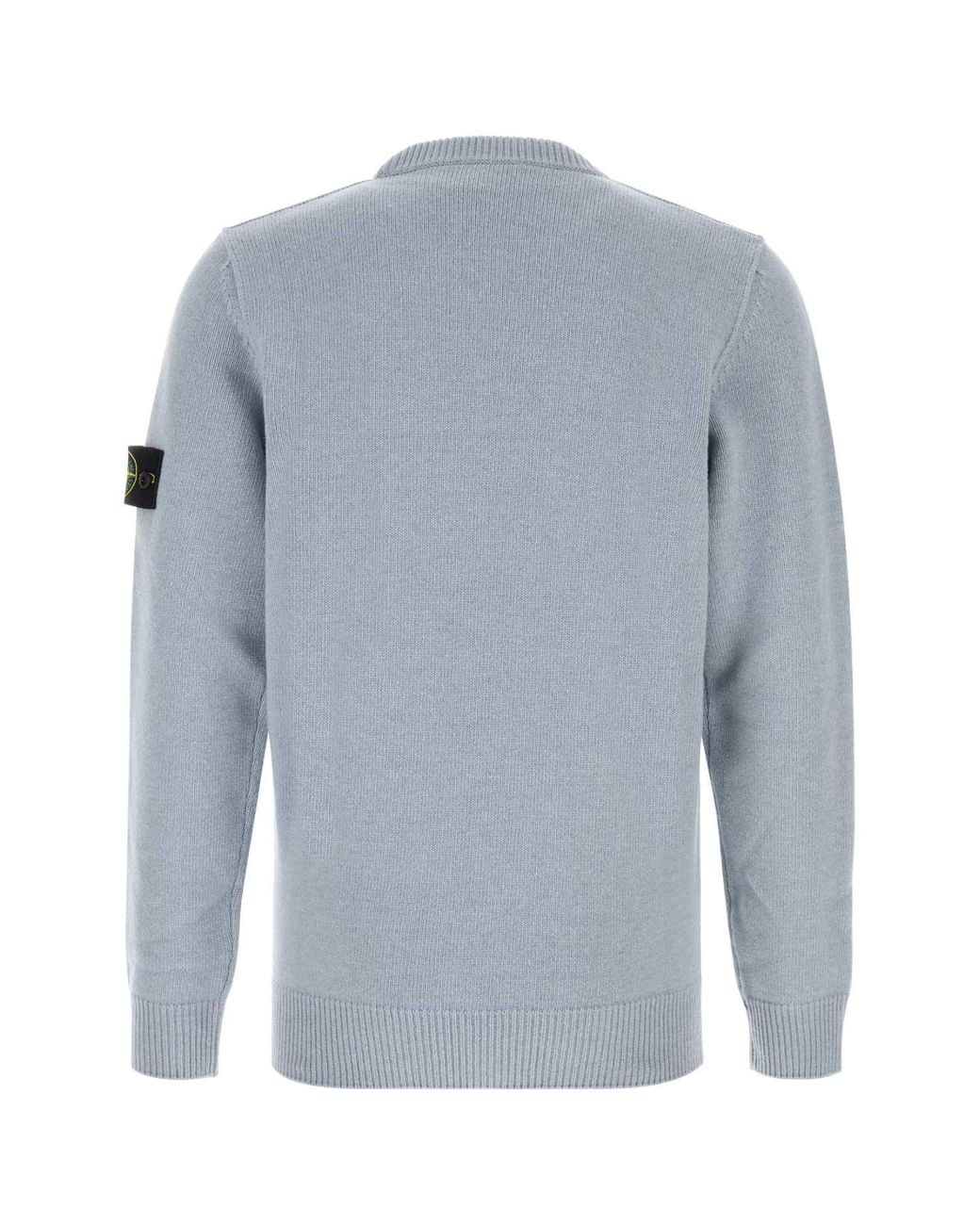Stone Island Blue Knitted Crew Neck Sweater for men