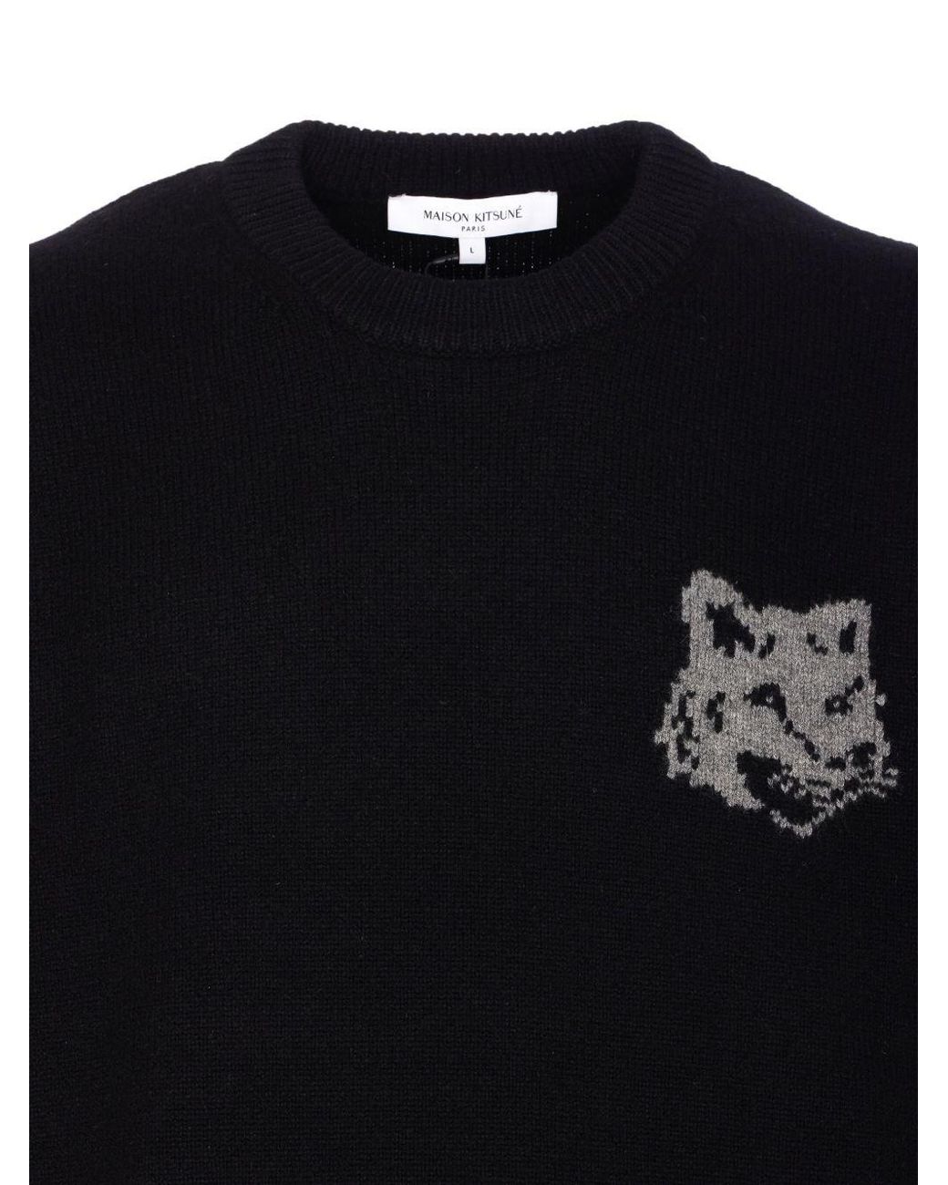 Maison Kitsuné Blue Fox Head Wool Jumper for men