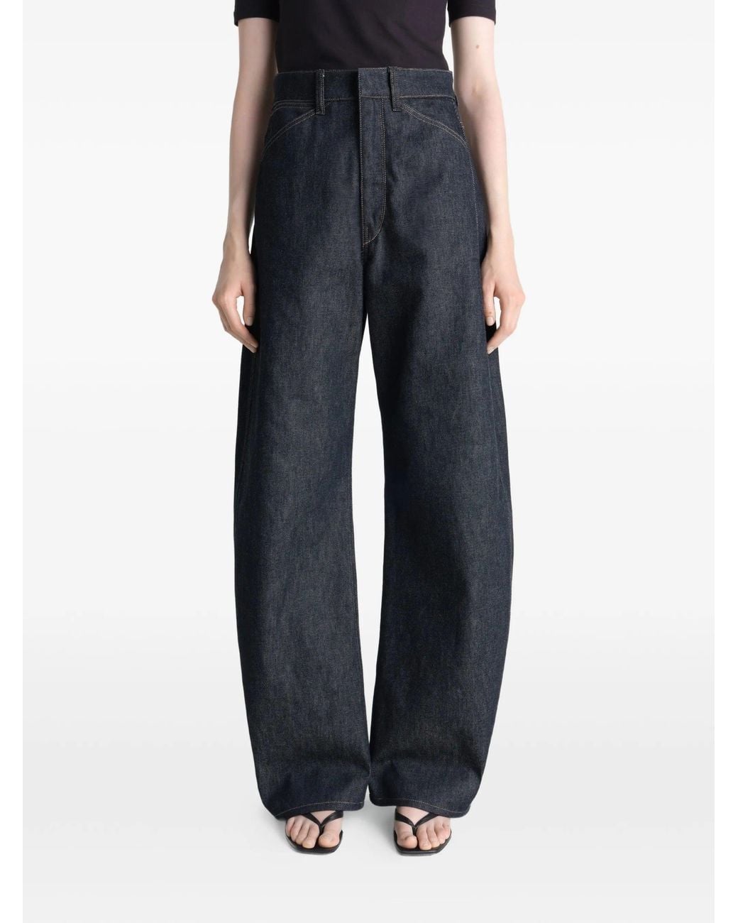 Lemaire Blue High Waisted Curved Pants
