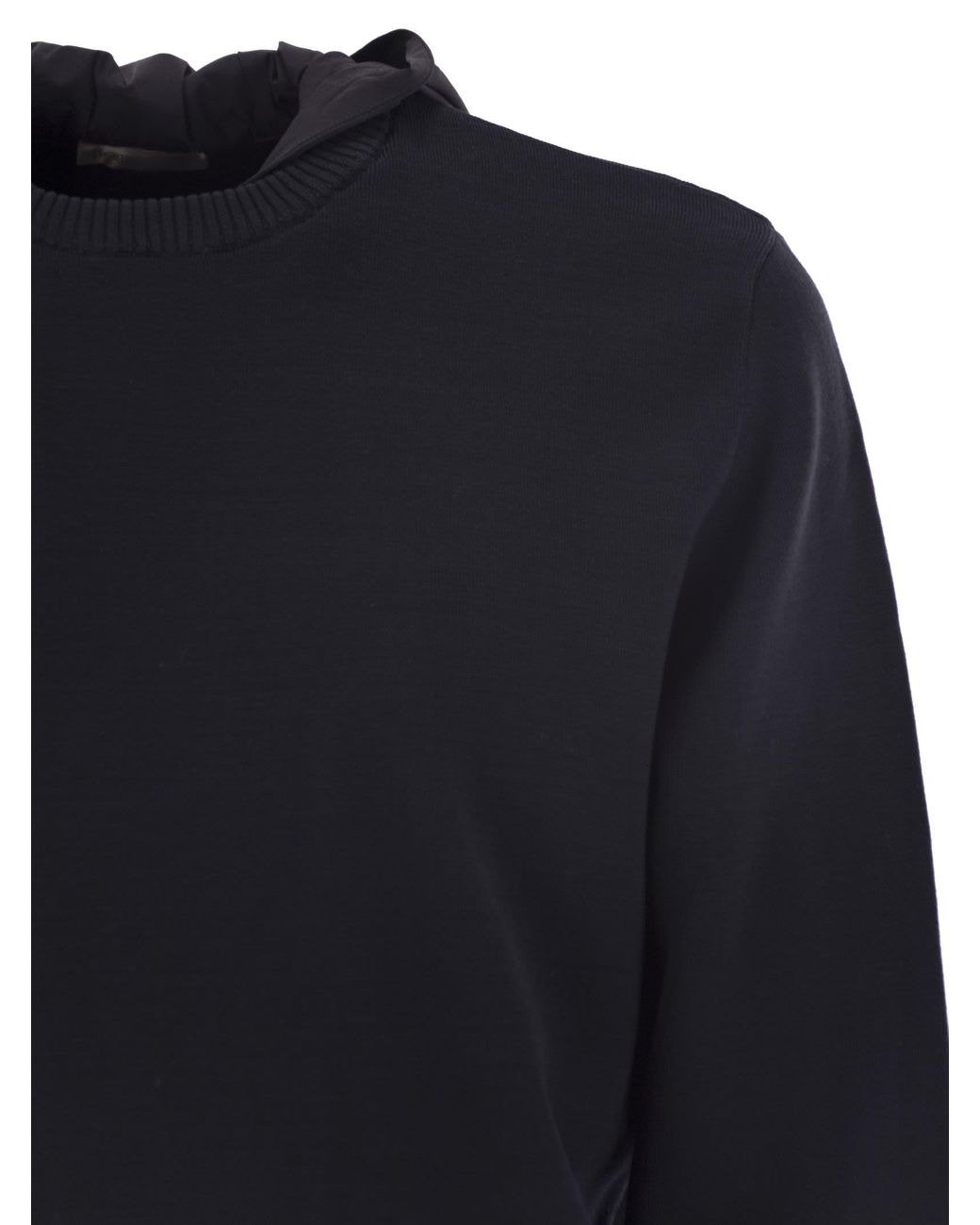 Herno Blue Resort Double Cotton Knit And Nylon Hoodie for men