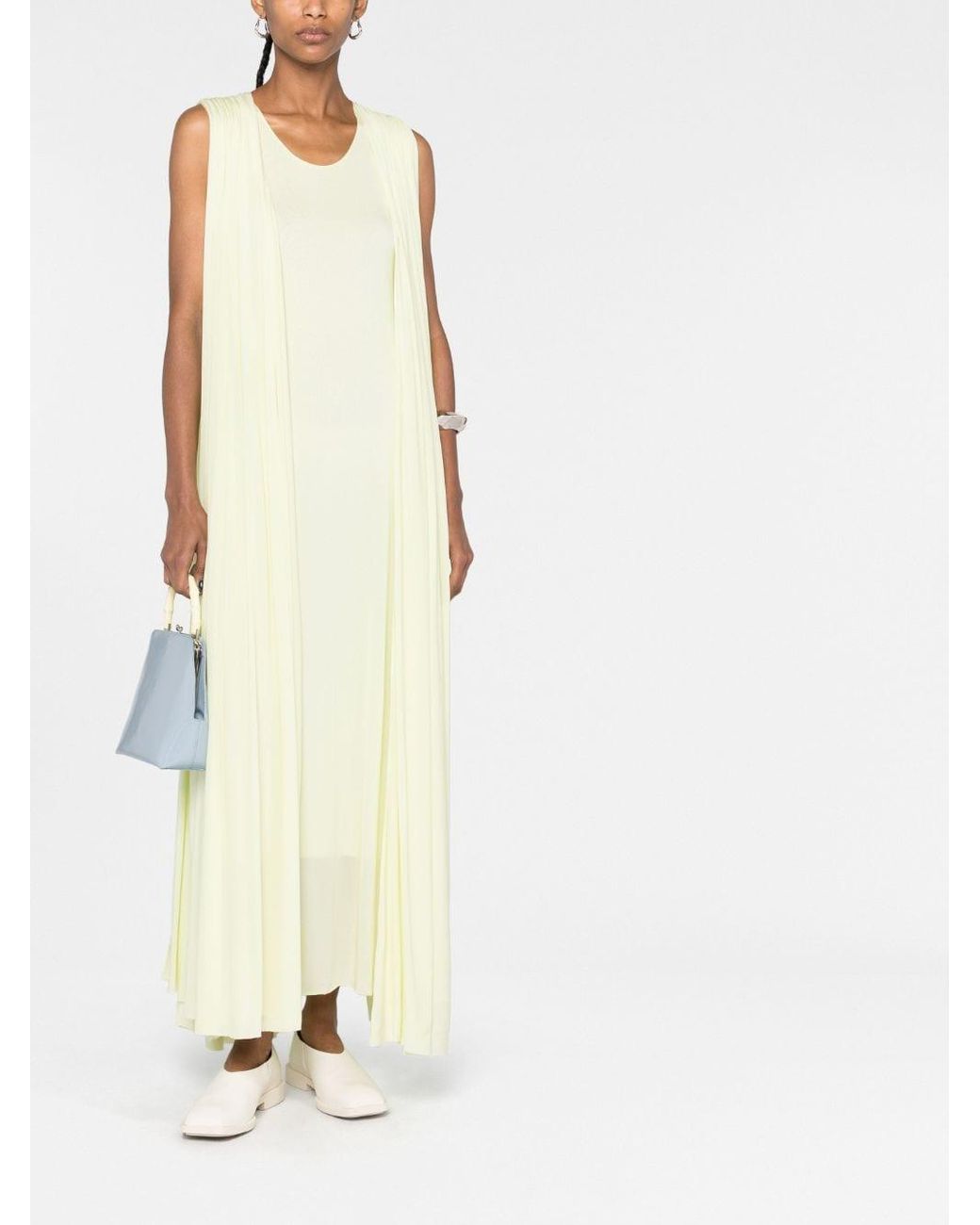 Jil Sander Gedrapeerde Maxi-Jurk in het Yellow