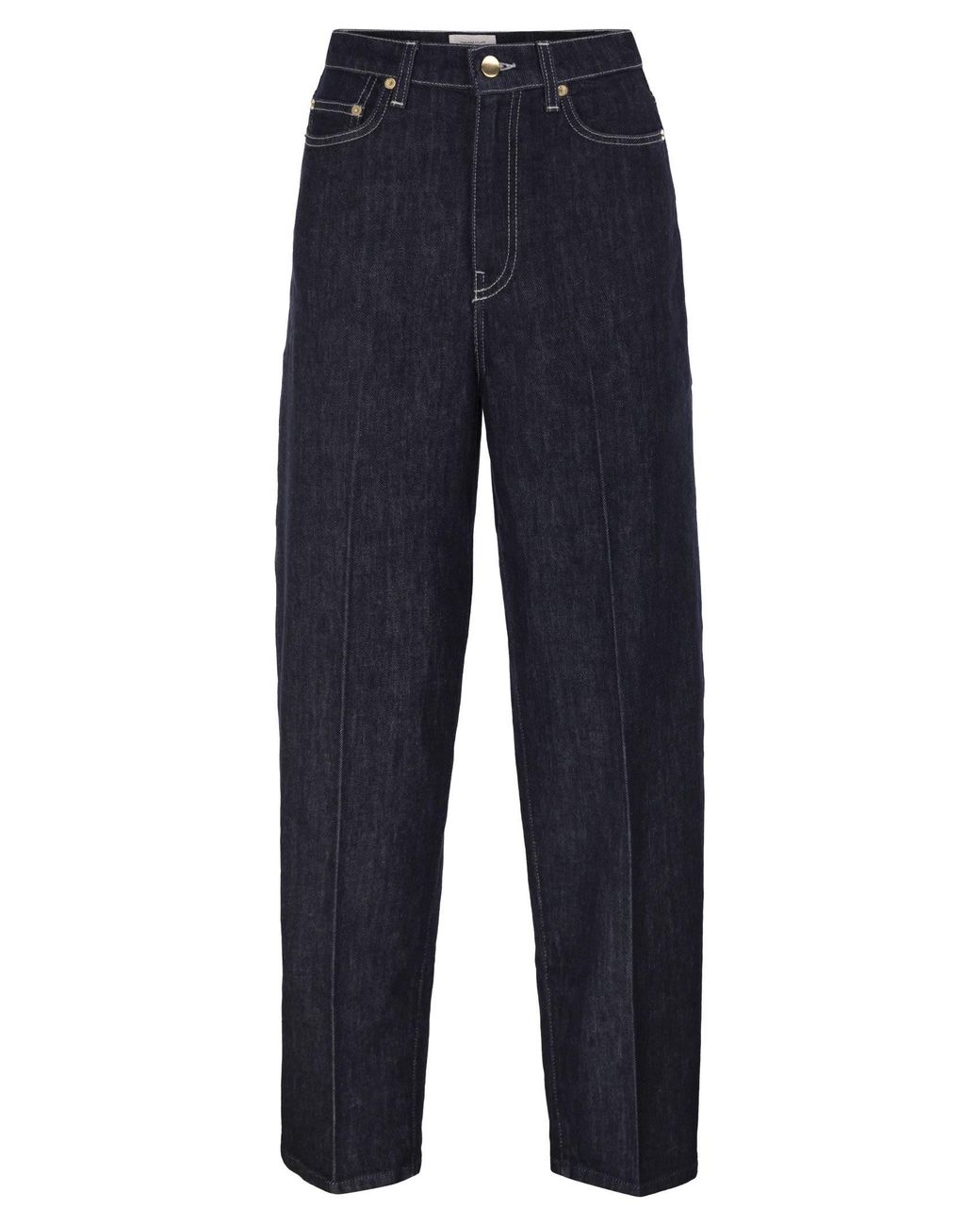 Fabiana Filippi Blue Wide-Leg Stretch Cotton Denim Jeans With Contrast Stitching