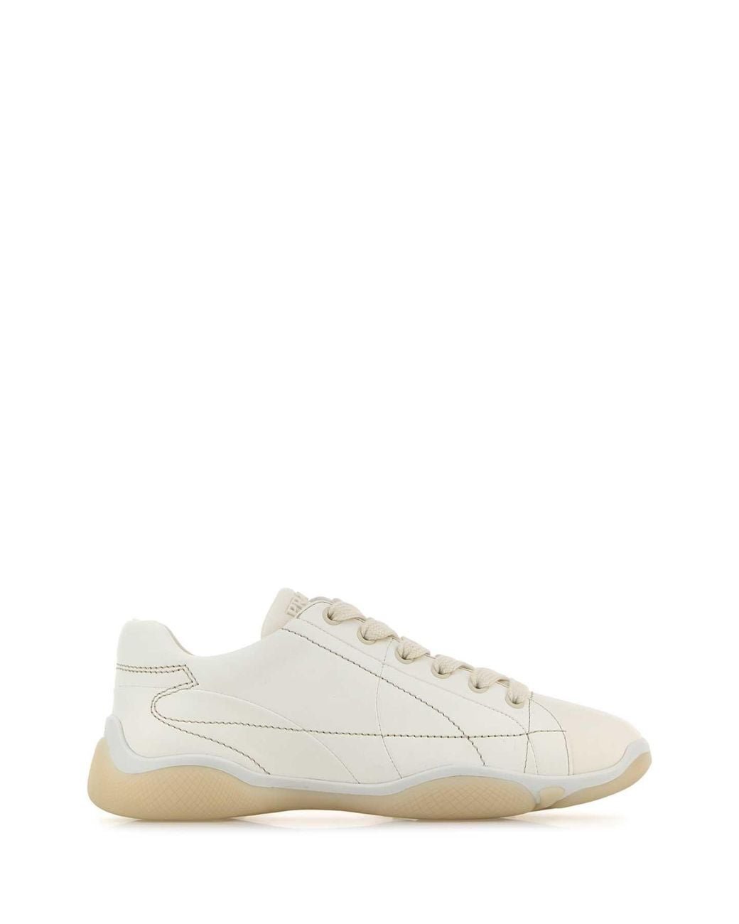 Prada White Logo Leather Sneaker