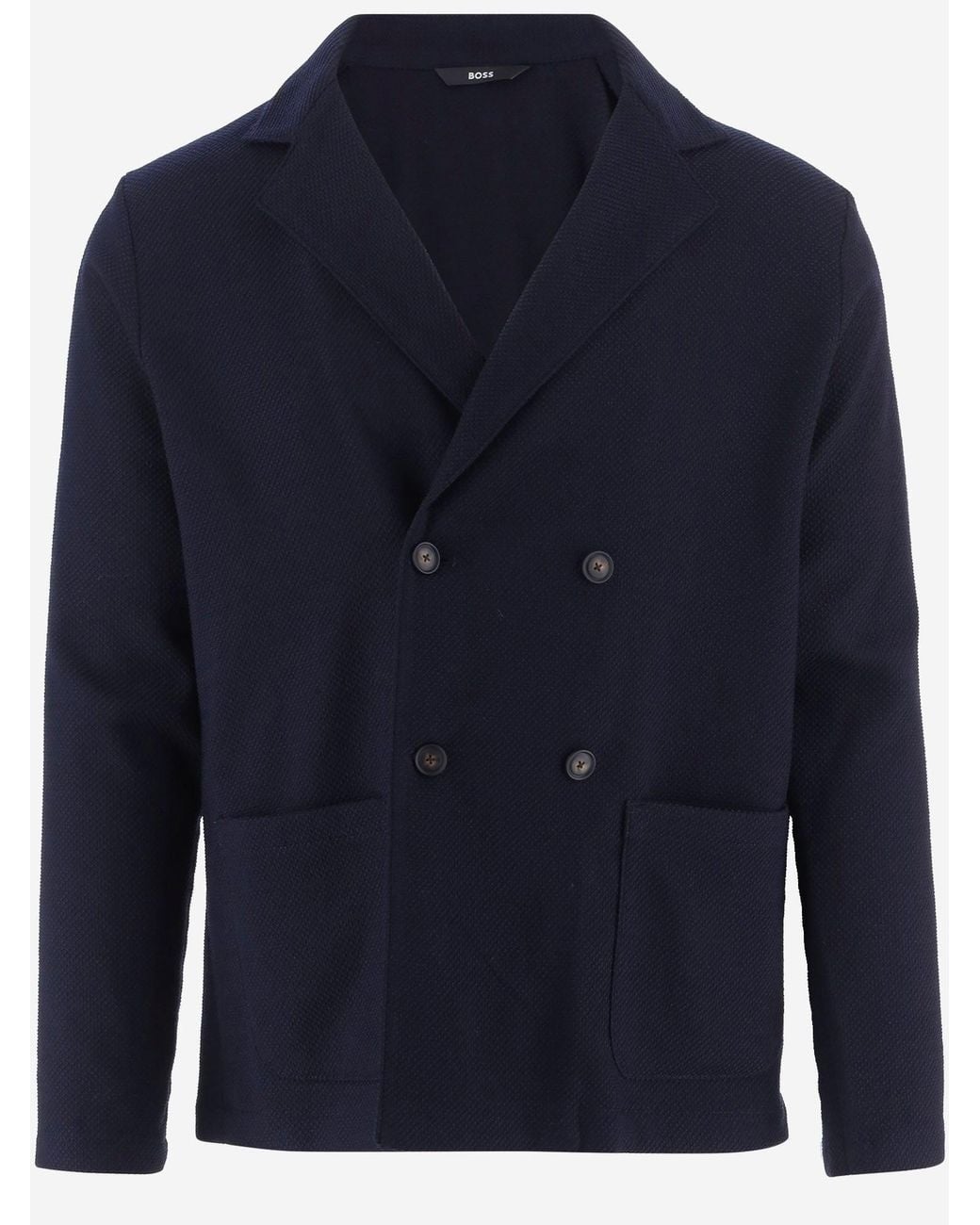 Boss Blue Stretch Wool Blend Jacket Virgin