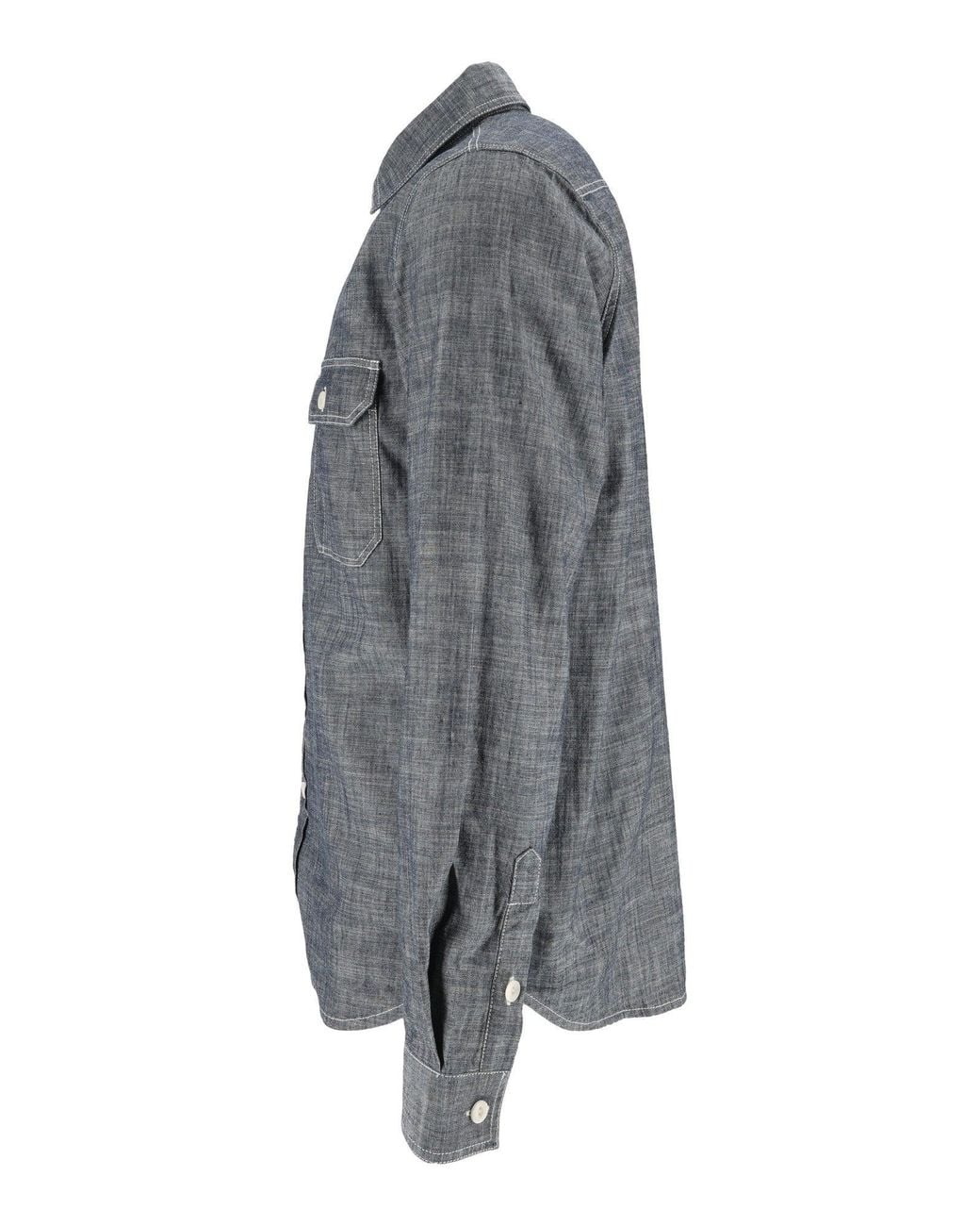 Tela Genova Gray Emilio Raw Chambray Shirt for men