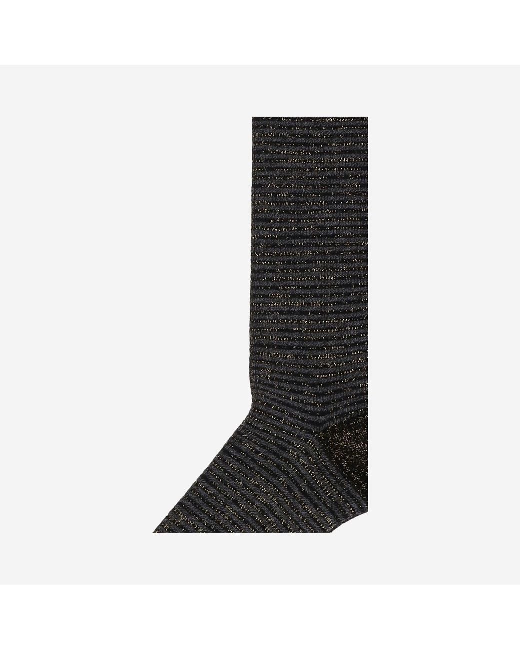 ANT45 Black Ribbed Cotton Blend Socks With Metallic Thread