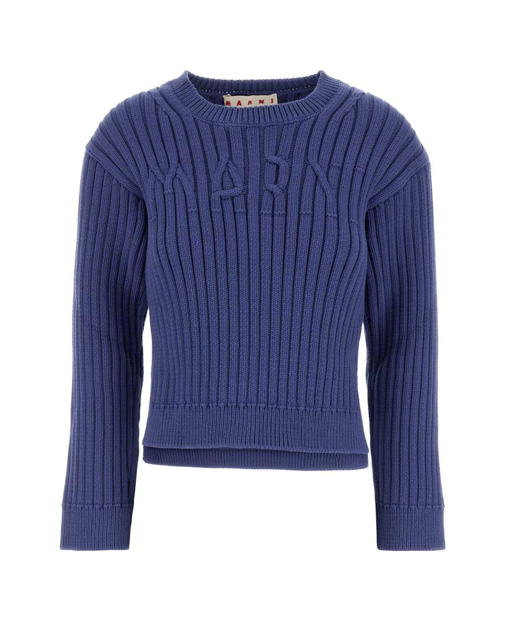 Marni Blue Cerulean Cotton Blend Sweater