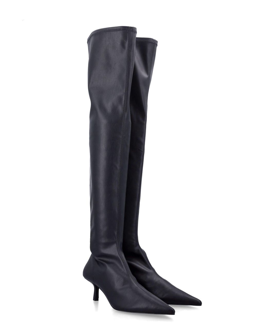 Senso Blue Sleek Stretch Vegan Leather Over-The-Knee Boots With Pointed Toe And Kitten Heel