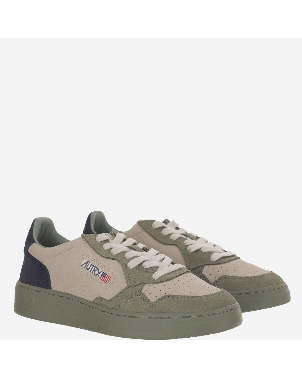 Autry Gray Medalist Low Sneakers With Contrast Heel Tab And Logo Detail