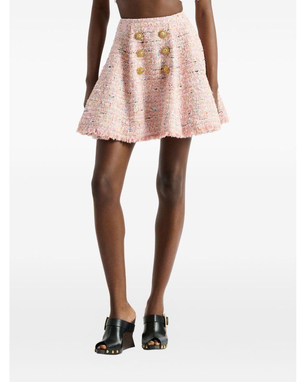 Balmain Pink Tweed Mini Skirt