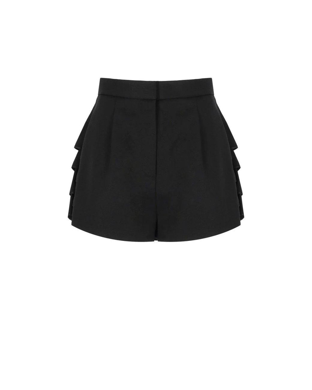 Elisabetta Franchi Black Shorts With Flounces
