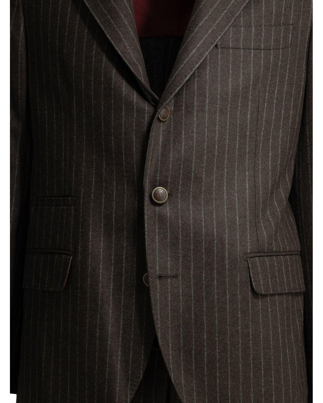 Brunello Cucinelli Black Formal Pinstripe Suit for men