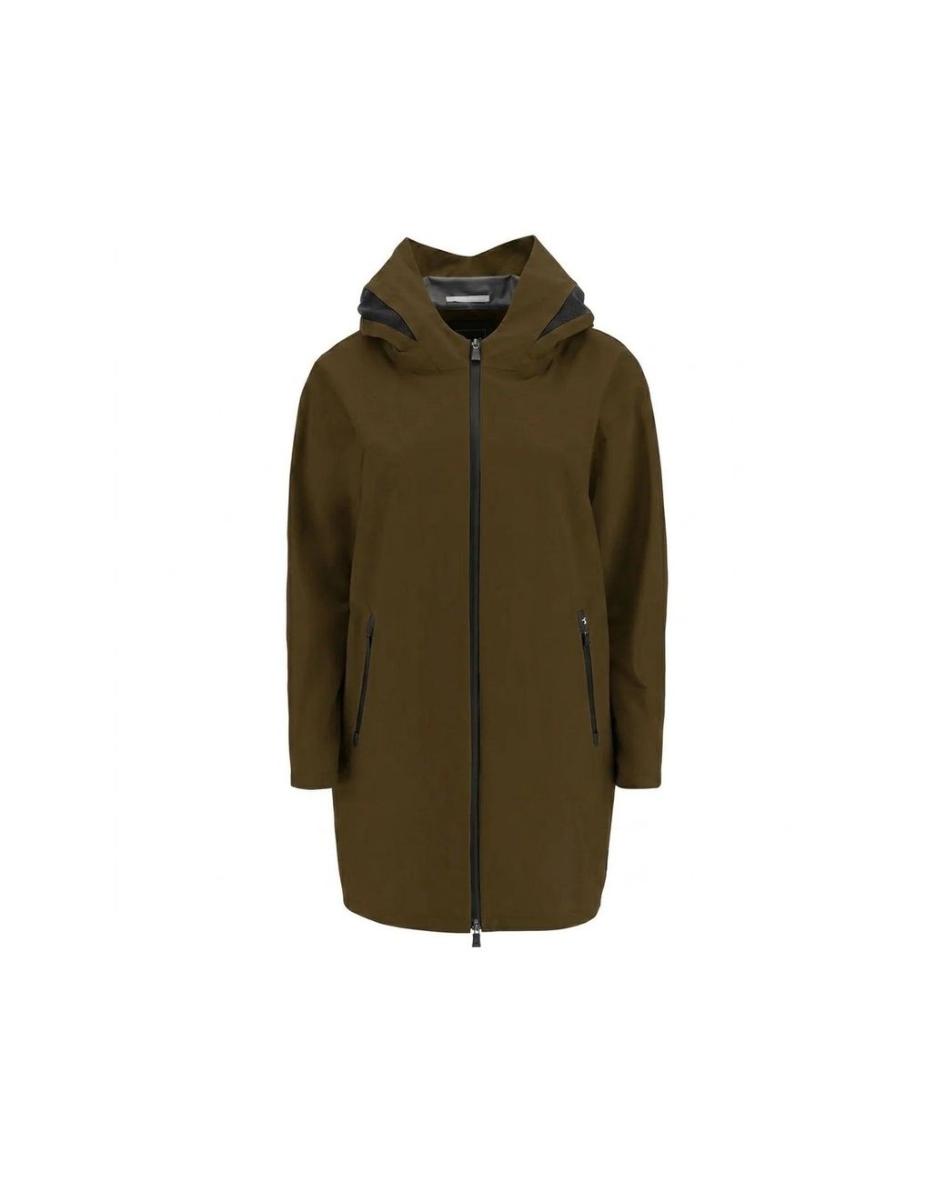 Herno Green Hooded Zipped Coat