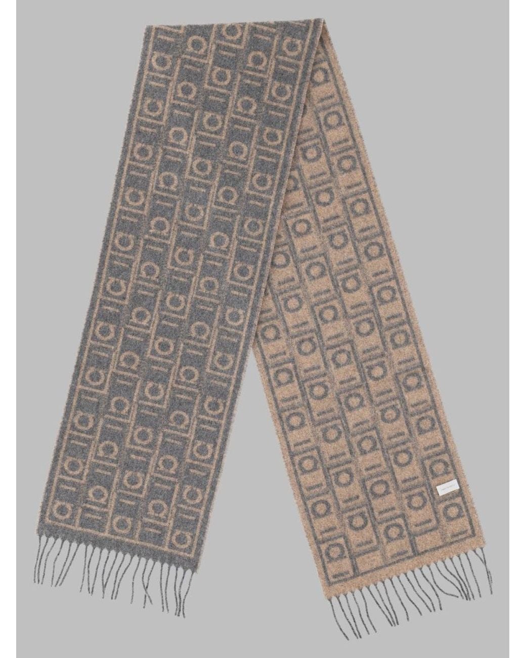 Ferragamo Gray Wool-Blend Scarf for men