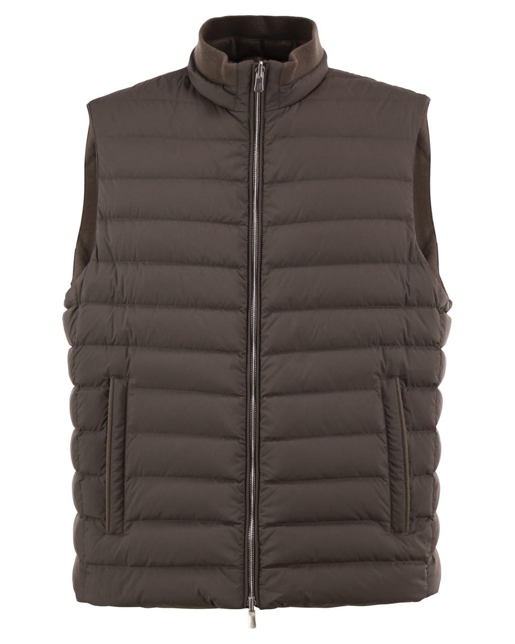 Fedeli Brown Reversible Cashmere And Technical Quilted Gilet