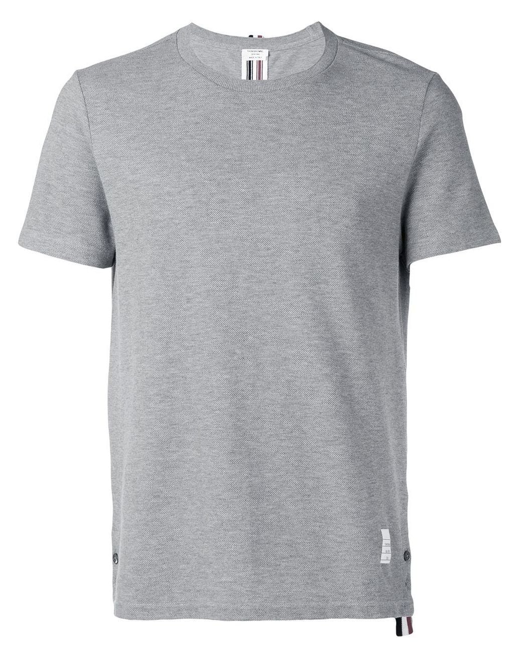 Thom Browne Gray Relaxed Fit Ss Tee W/ Center Back Rwb Stripe