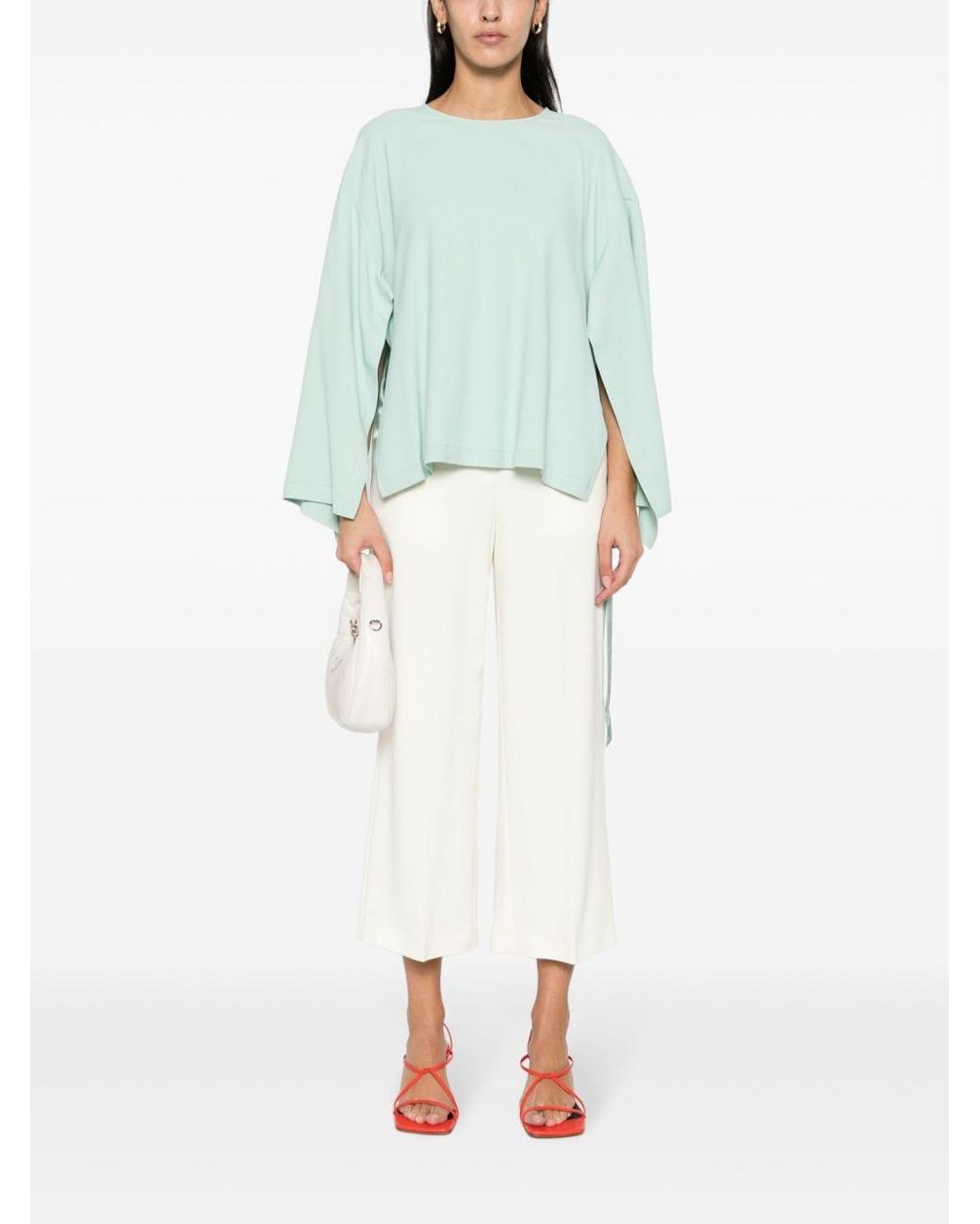 Erika Cavallini Semi Couture White Straight-Leg Cropped Trousers