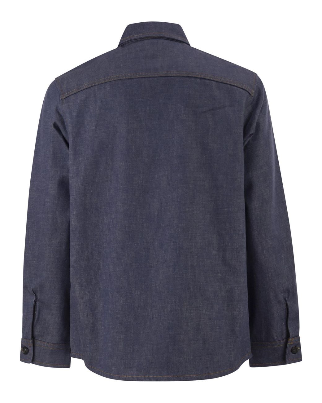 A.P.C. Blue Cotton Denim Shirt With Patch Pockets for men
