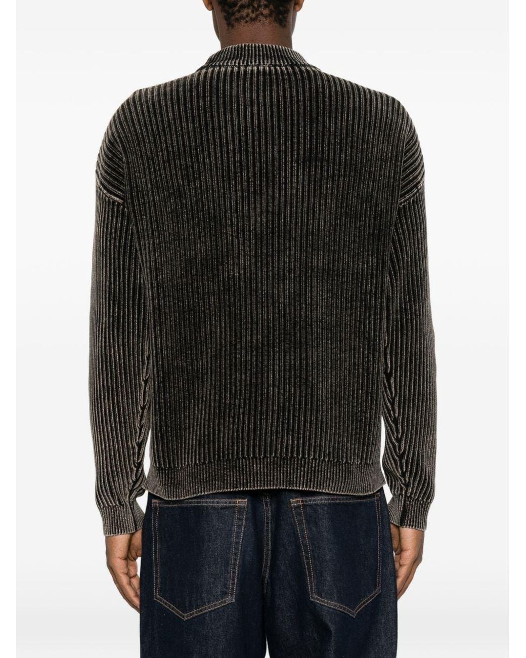 Emporio Armani Black Cotton Crewneck Sweater