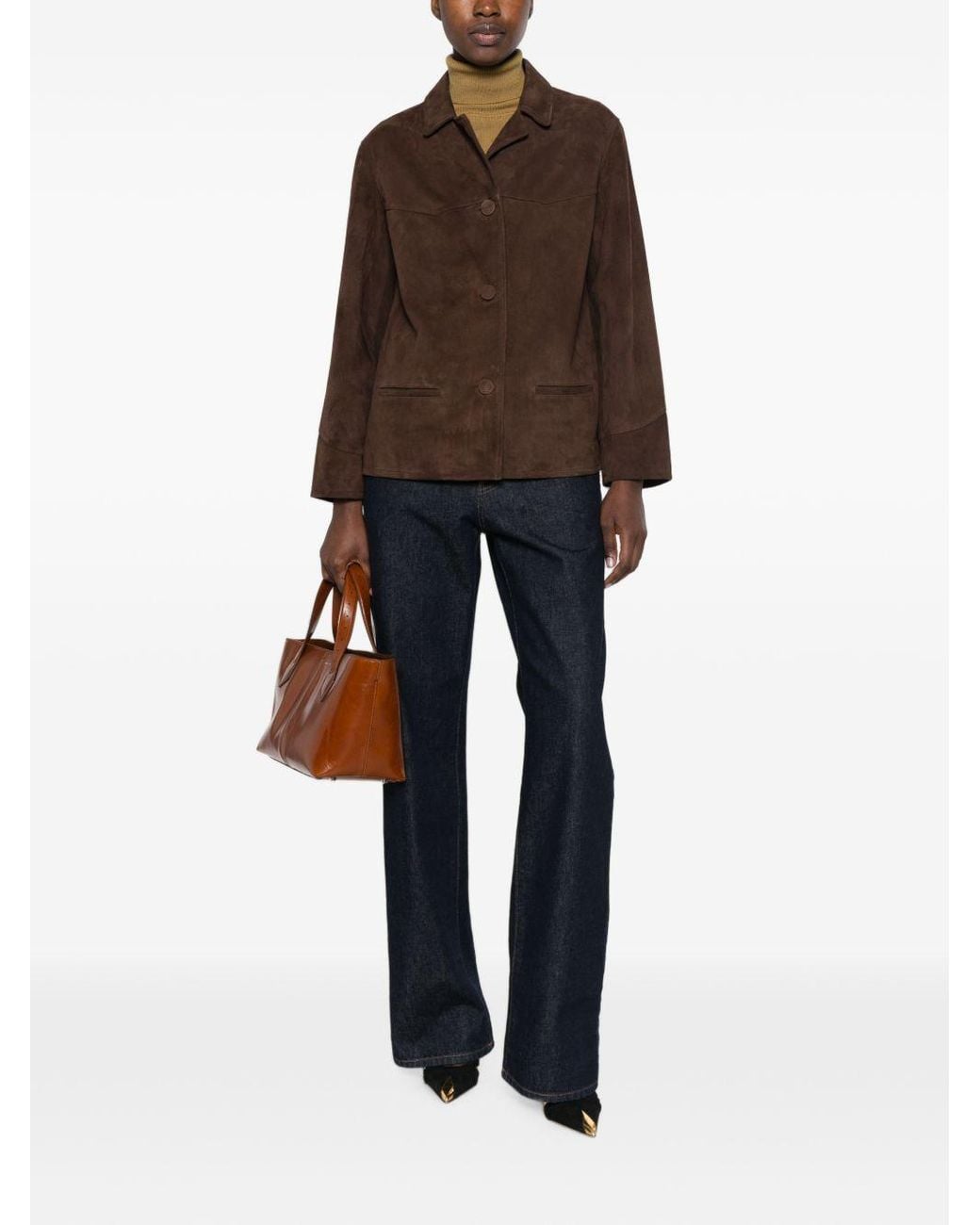 Tory Burch Brown Leather Blazer Jacket