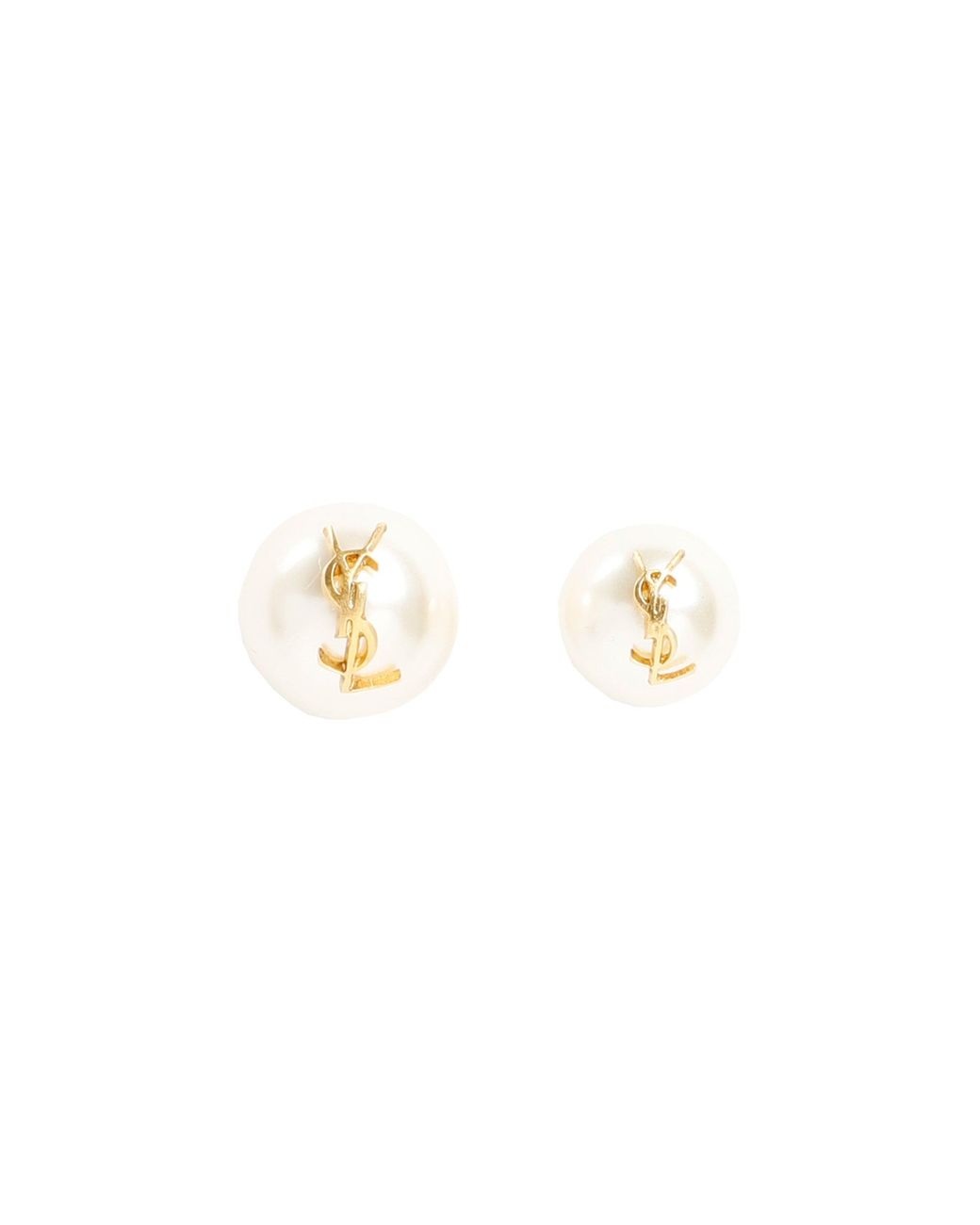 Saint Laurent Pink Pearl Earrings With Monogram