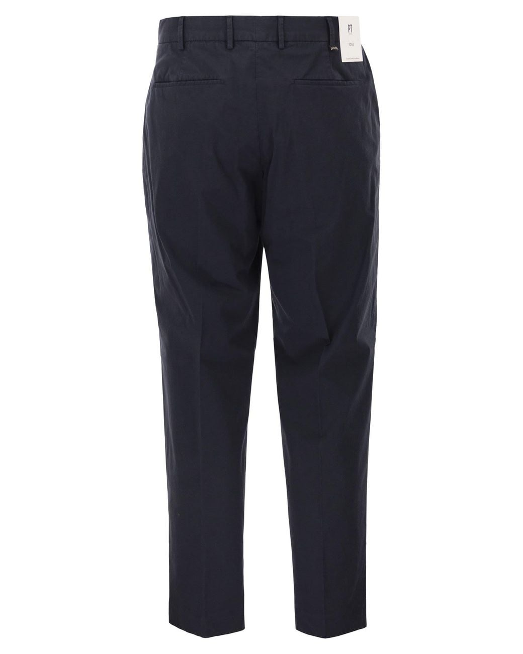 PT Torino Blue Stretch Cotton Tailored Trousers