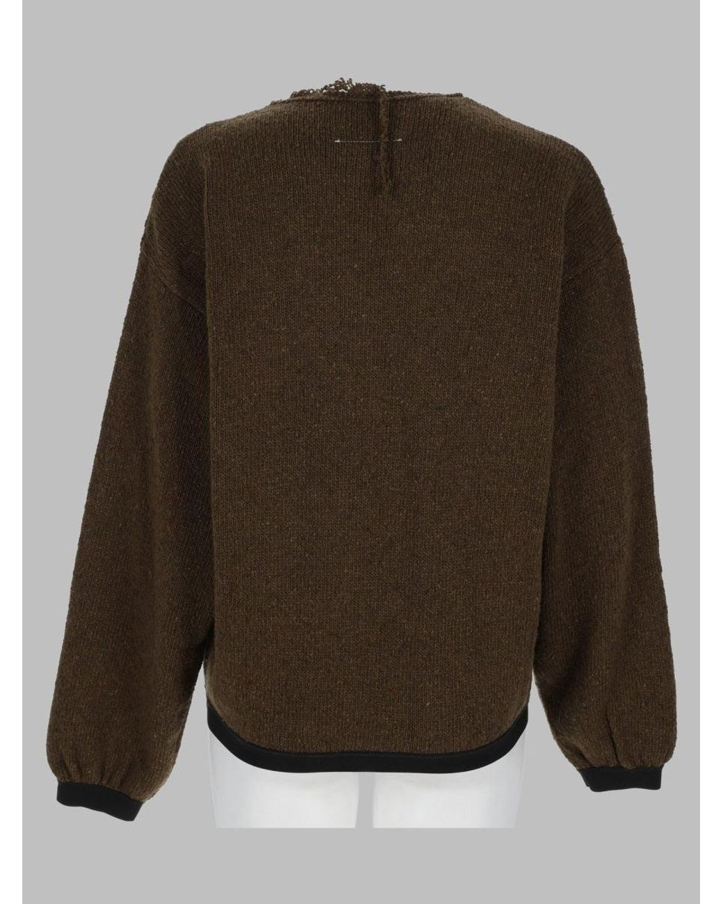 MM6 by Maison Margiela Brown Distressed Logo Knit Sweater