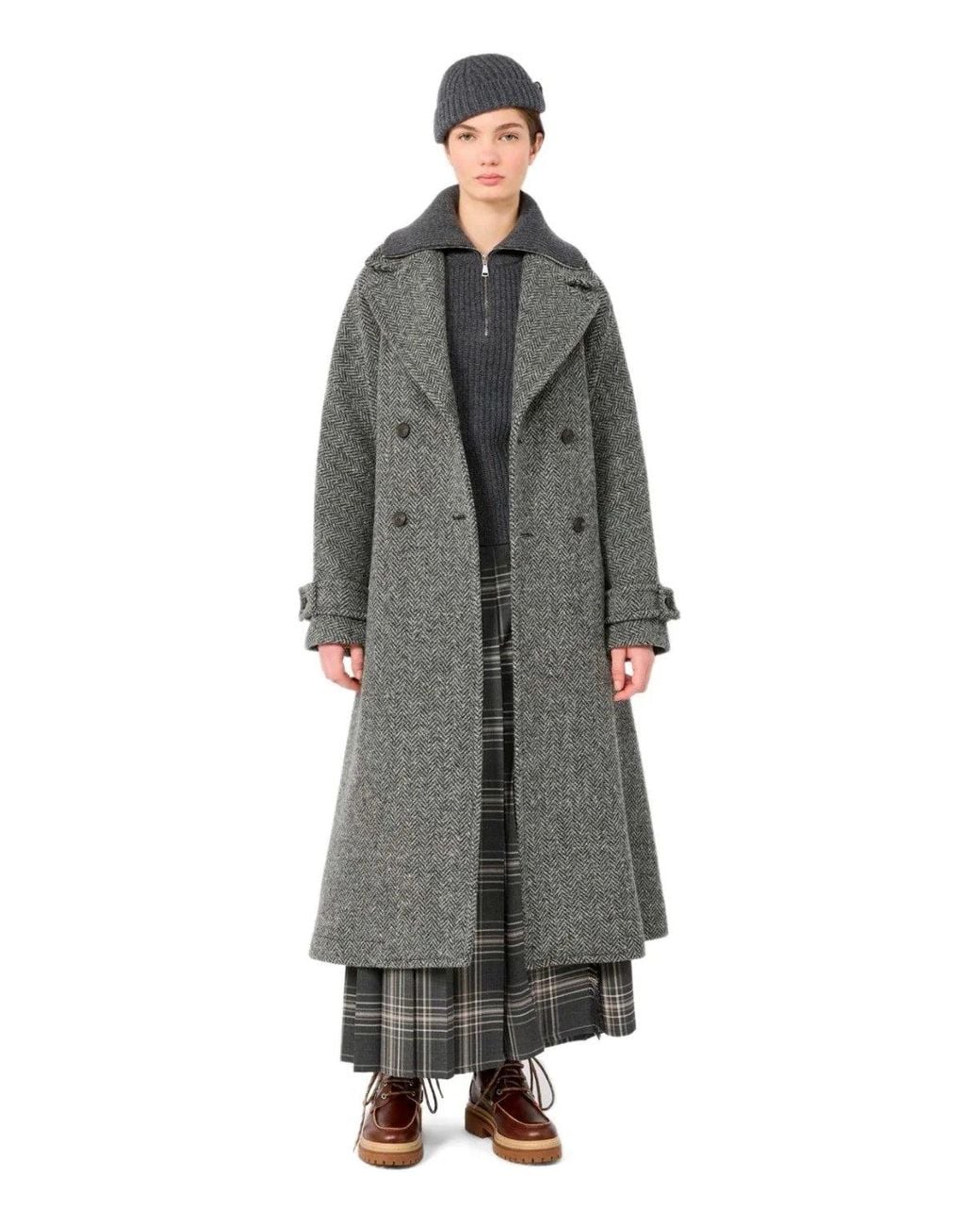 Weekend by Maxmara Gray Prisma Tartan Skirt