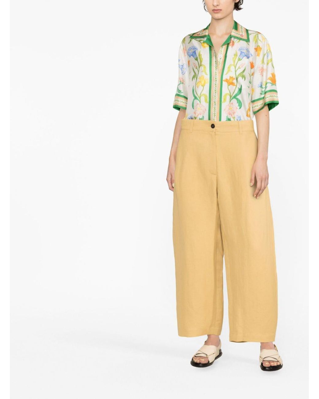Studio Nicholson Yellow High-Waisted Wide-Leg Trousers