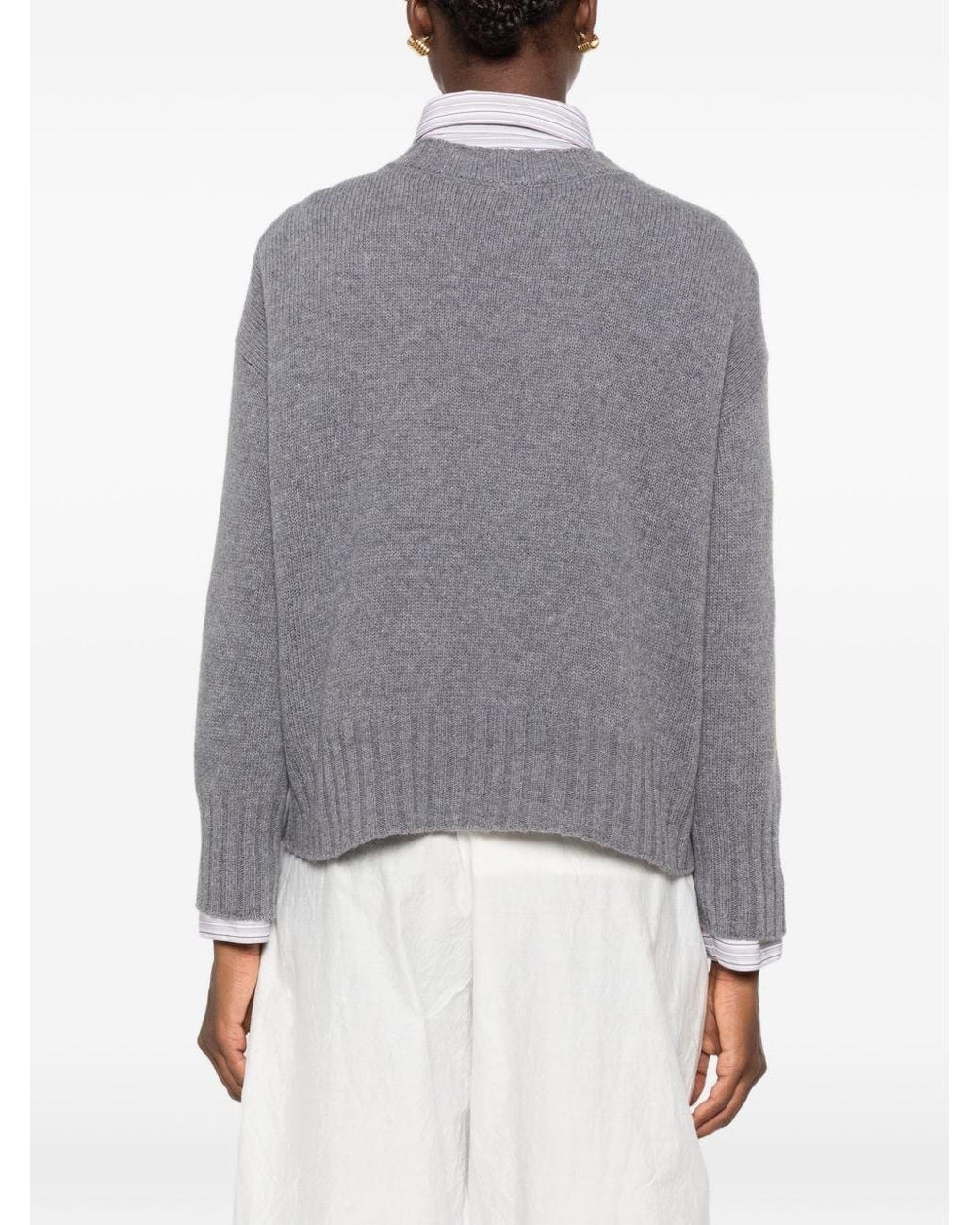 Base London Gray Wool V Necked Cardigan
