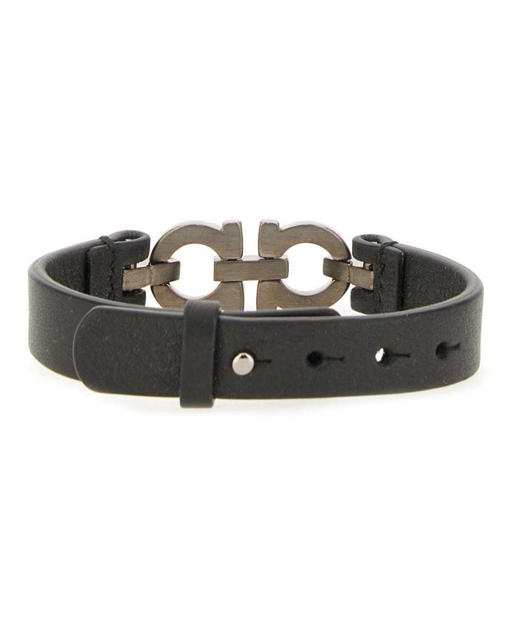 Ferragamo Black Bracelet With Double "Hooks" for men