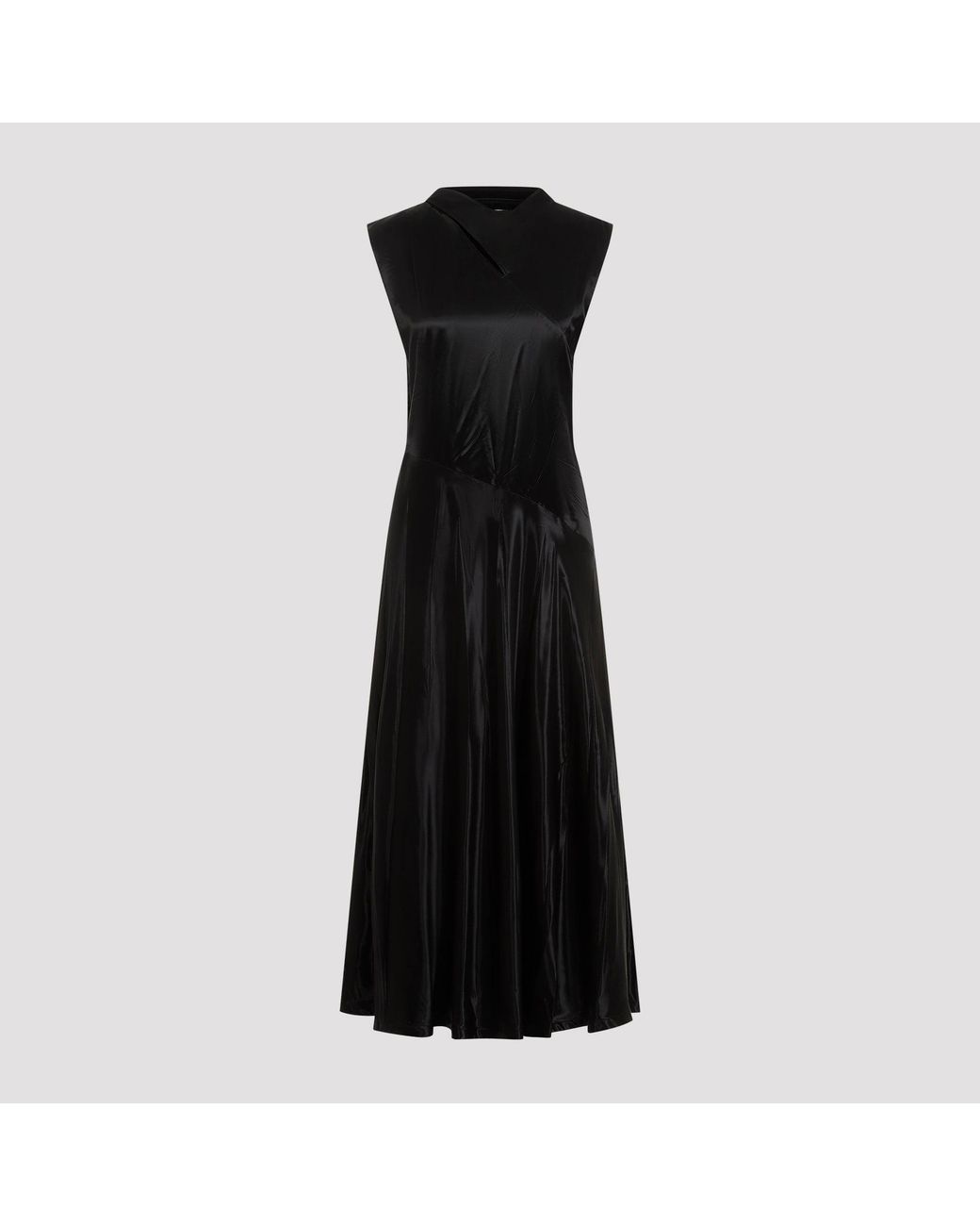 Jil Sander Kleedjes ,Zwart ,Satijn Zwarte Cupro Lange Jurk in het Black