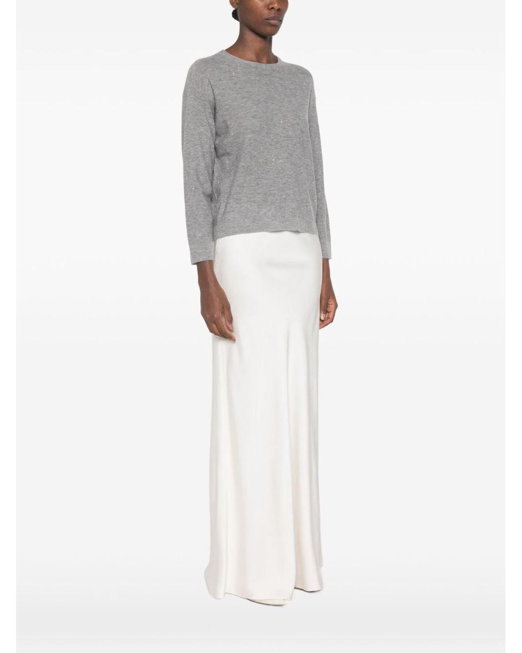 Fabiana Filippi Gray Wool Crewneck Sweater