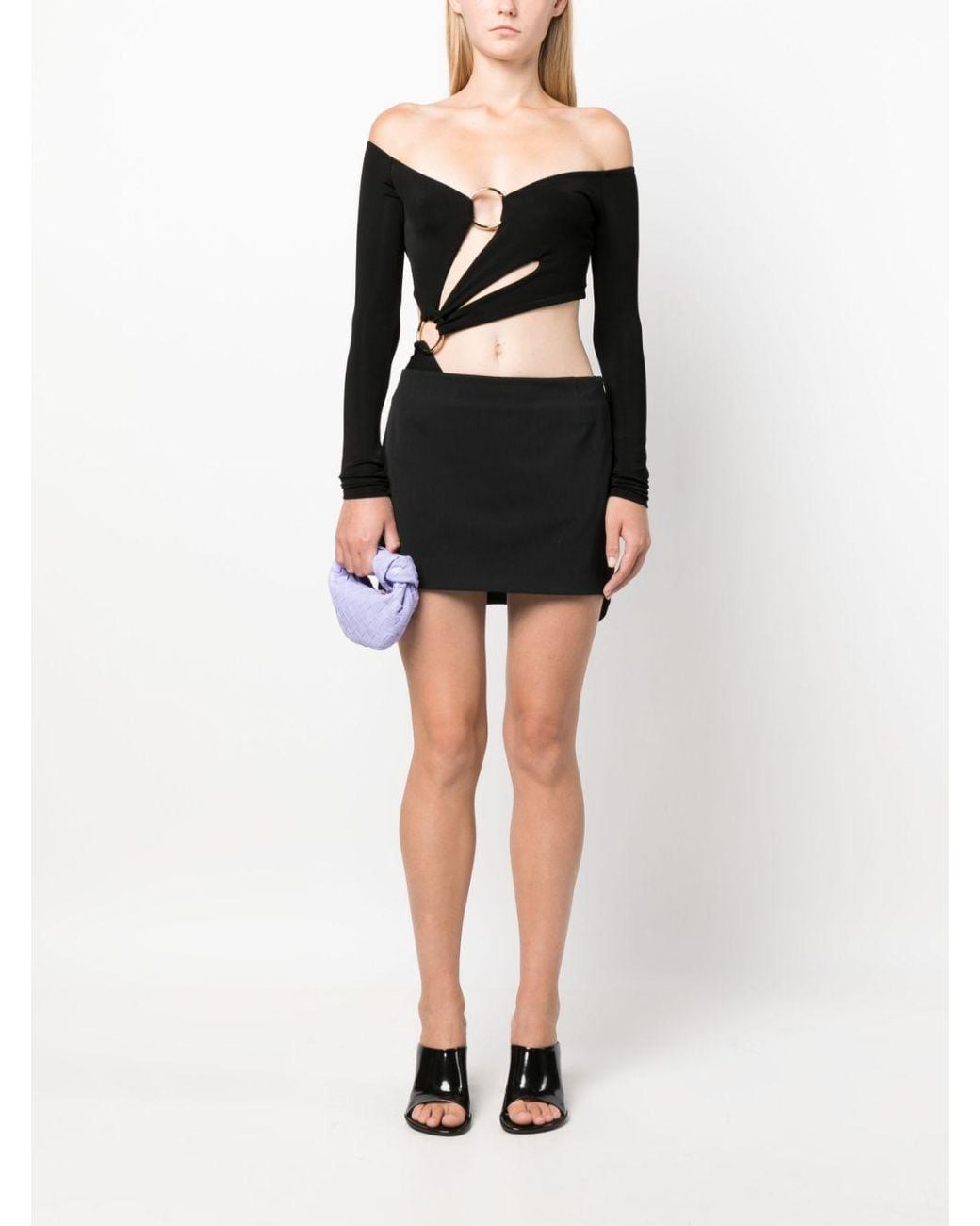 Louisa Ballou Black Long Sleeve Cut-Out Bodysuit