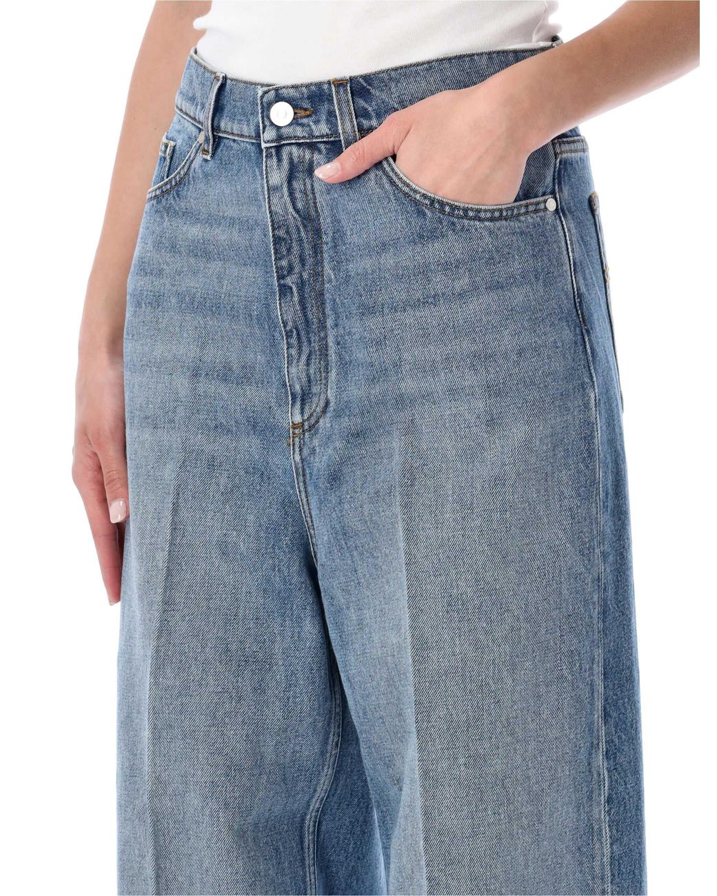 Stella McCartney Blue High-Rise Wide-Leg Jeans