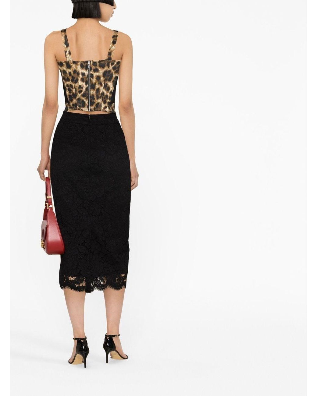 Dolce & Gabbana Black Lace Midi Skirt