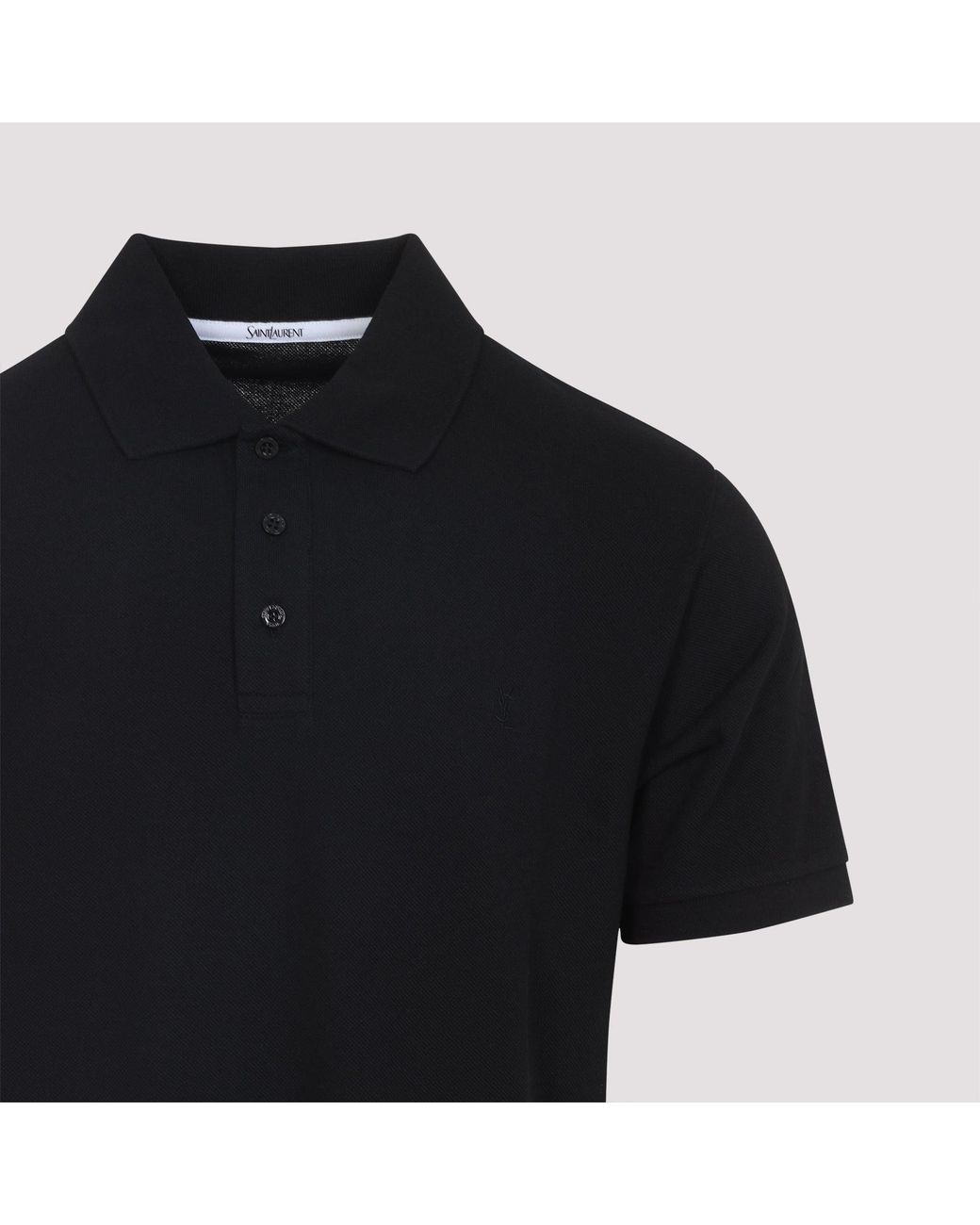 Saint Laurent Black Cotton Polo