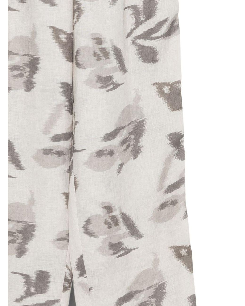 Emporio Armani White Printed Linen Trousers