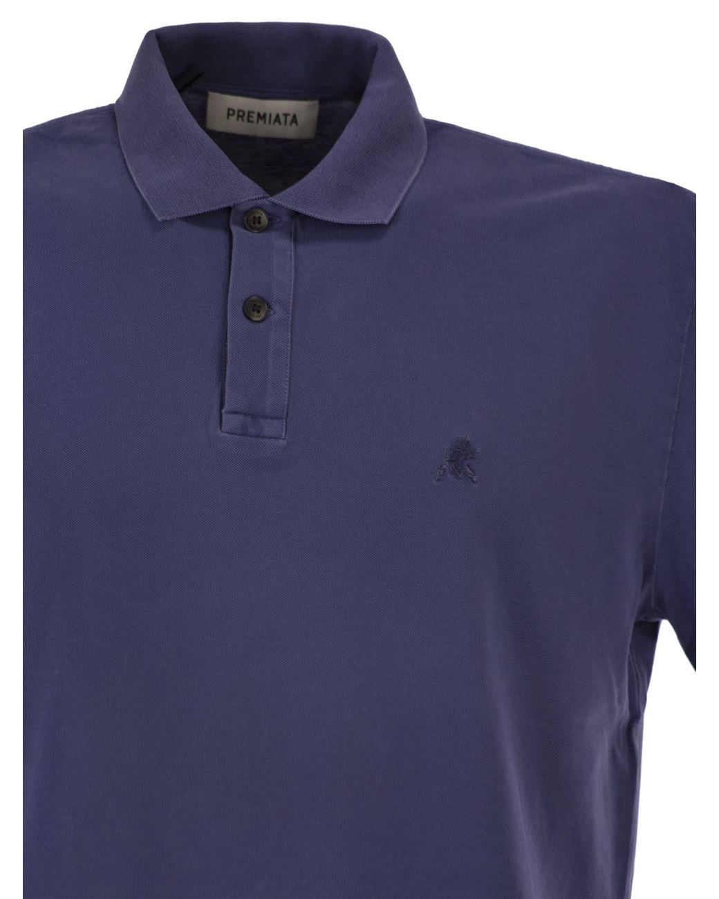 Premiata Blue Polo Shirt With A Logo On The Chest