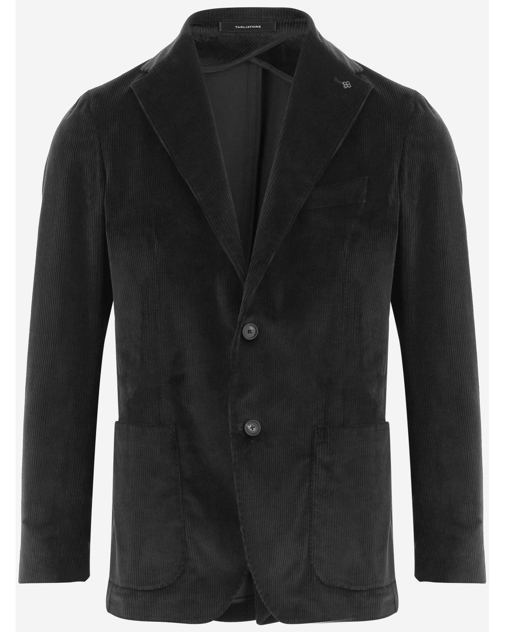 Tagliatore Black Jacket Ribbed Stretch Cotton