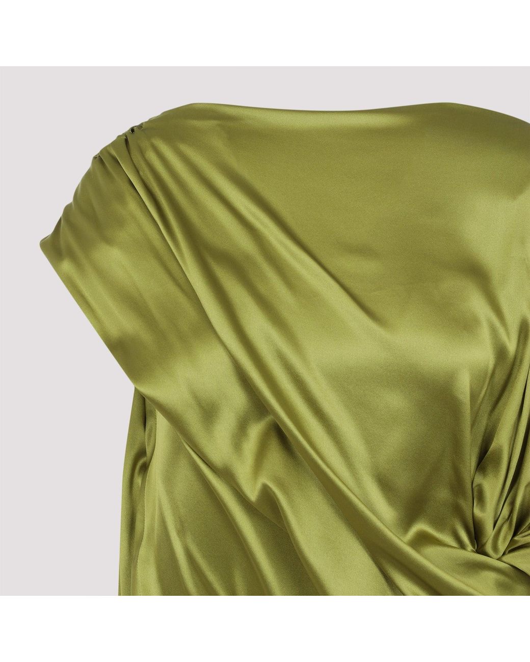 Dries Van Noten Kleedjes ,Groen ,Elegante Groene Zijden Jurk in het Green