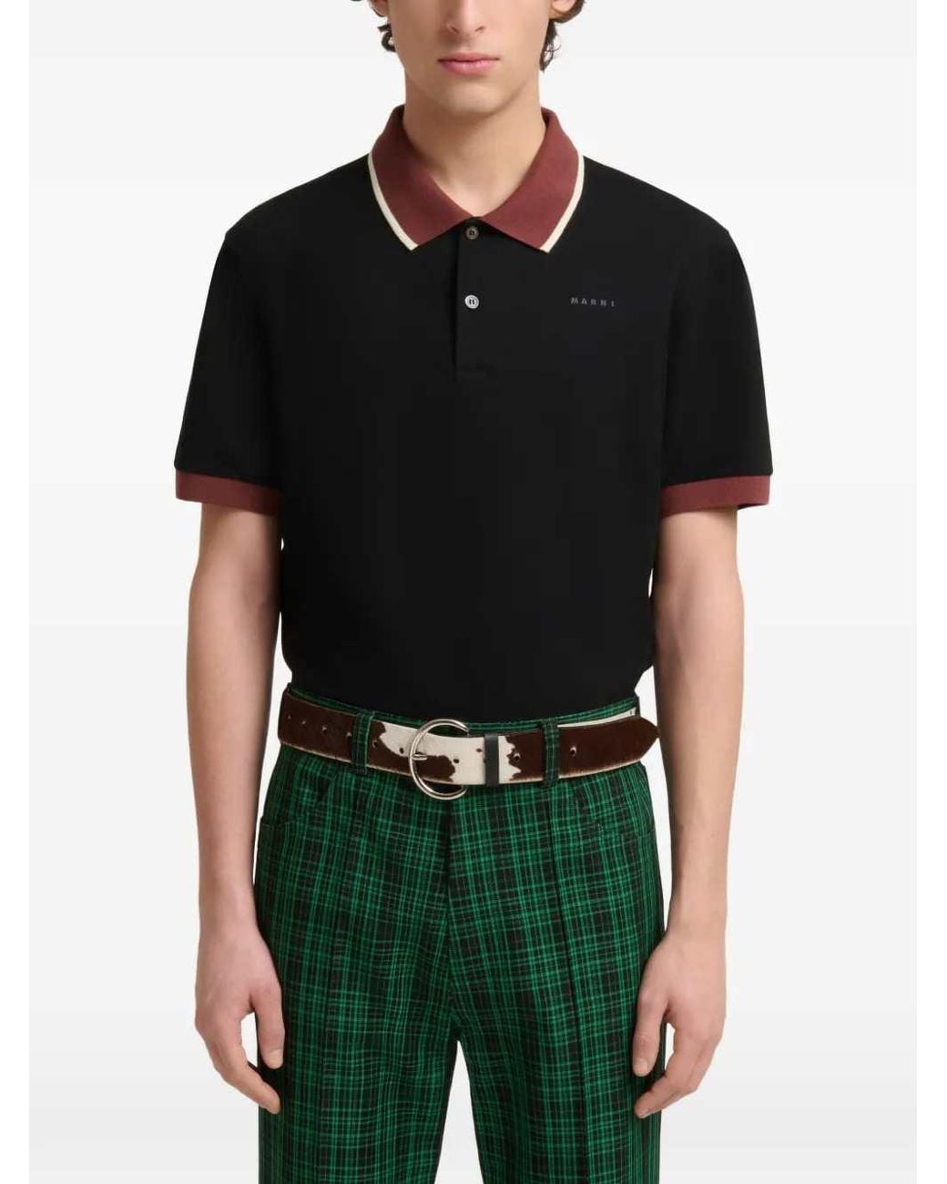 Marni Black Piqué Polo Shirt With Contrasting Trim