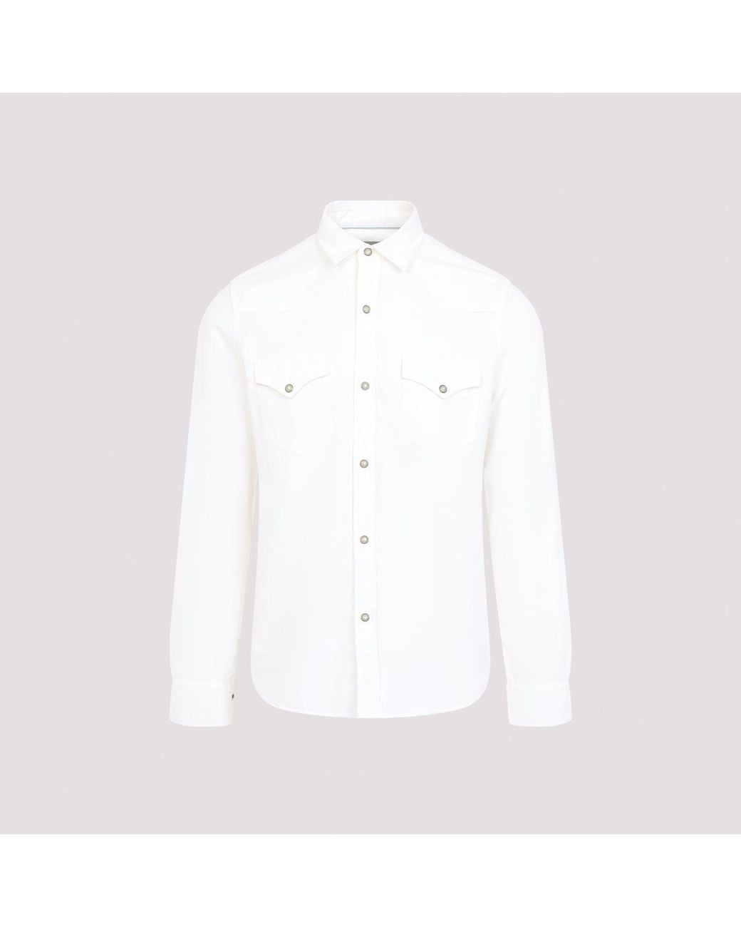 Canali White Wester Pocket Shirt for men
