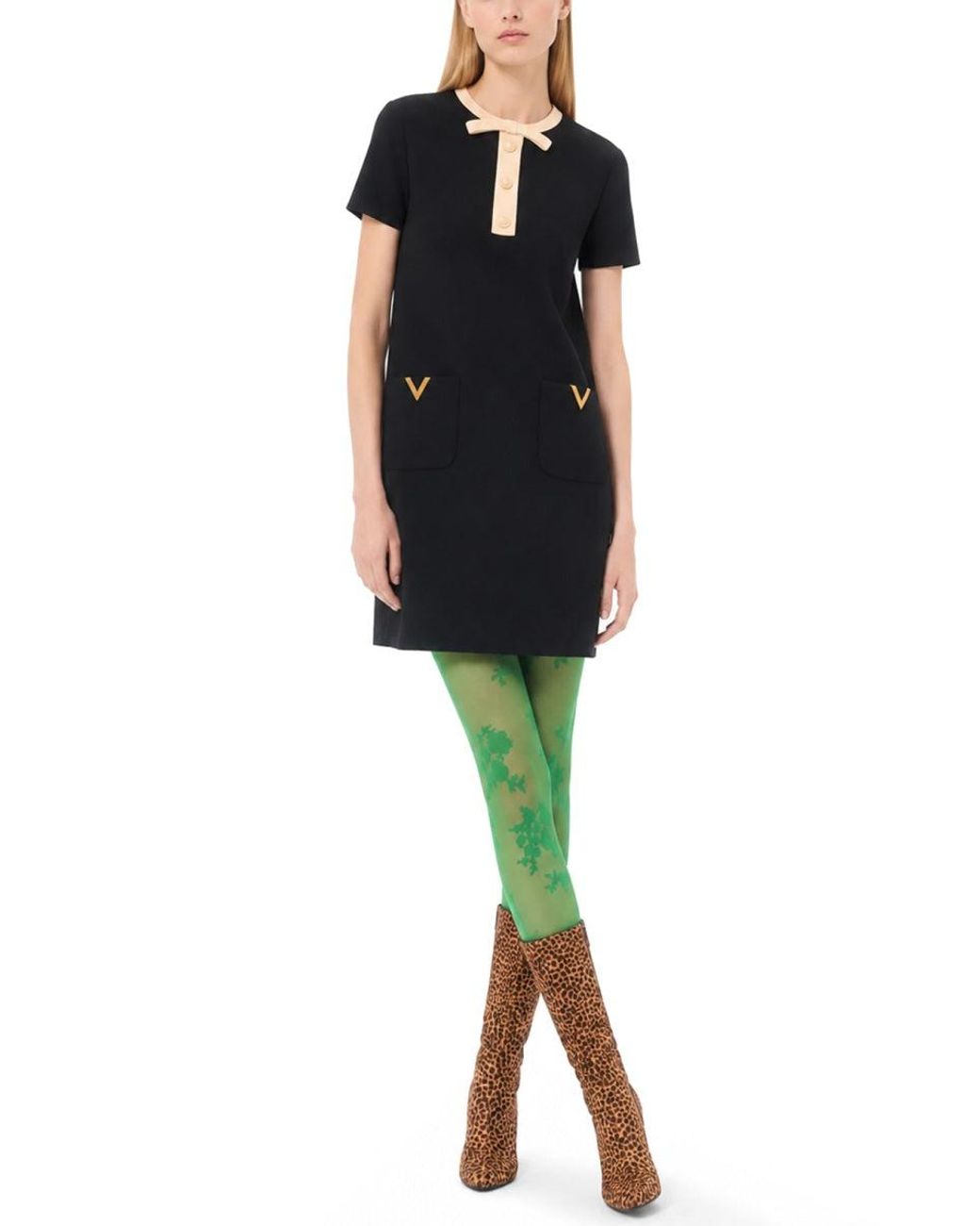 Valentino Black Wool And Silk Mini Dress